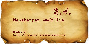 Mansberger Amália névjegykártya